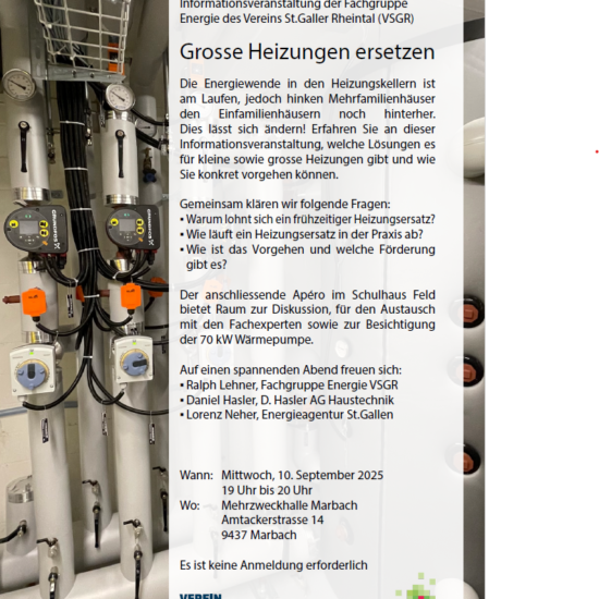 Öffentliche Informationsveranstaltung «Grosse Heizungen ersetzen»