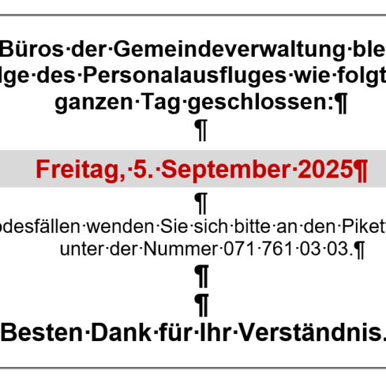 Büros am 5. September 2025 geschlossen